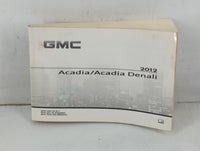 2012 Gmc Acadia Owners Manual Book Guide P/N:20906534 B OEM Used Auto Parts - Oemusedautoparts1.com