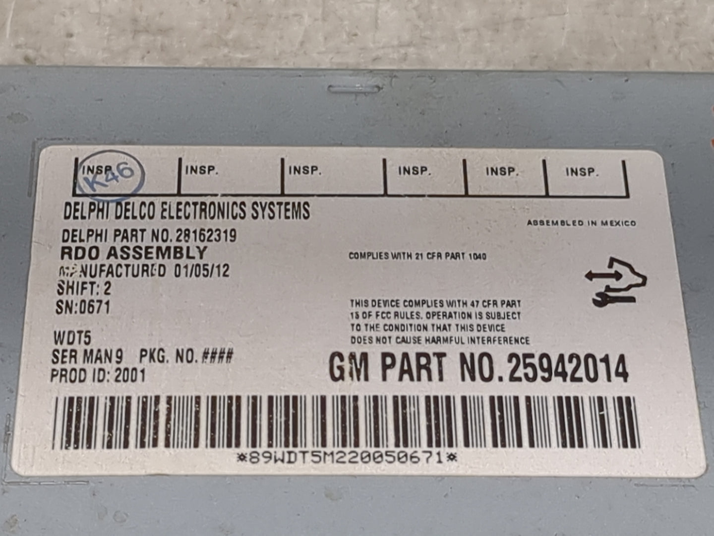 2007-2013 Gmc Sierra 1500 Radio AM FM Cd Player Receiver Replacement P/N:28162319 25942014 Fits OEM Used Auto Parts - Oemuse