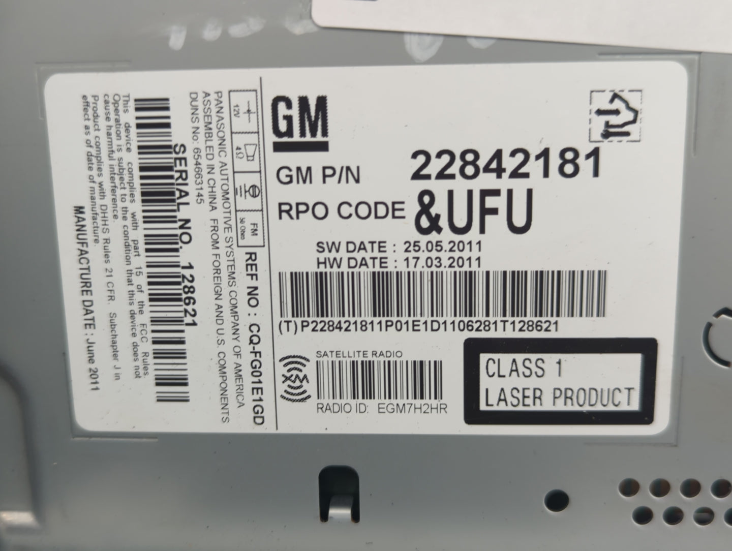 2012 Gmc Terrain Radio AM FM Cd Player Receiver Replacement P/N:22842181 Fits OEM Used Auto Parts - Oemusedautoparts1.com