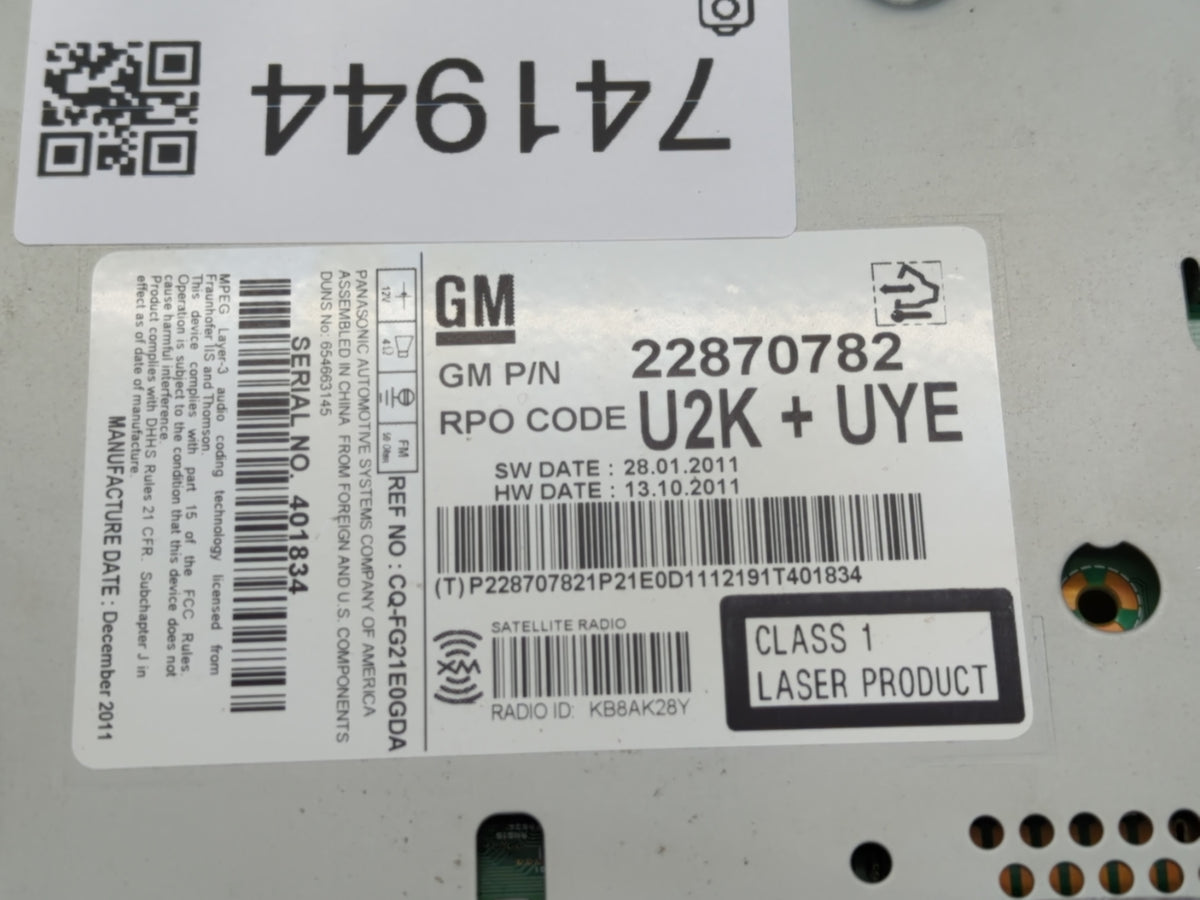2011-2011 Gmc Terrain Am Fm Cd Player Radio Receiver 741944 - Oemusedautoparts1.com
