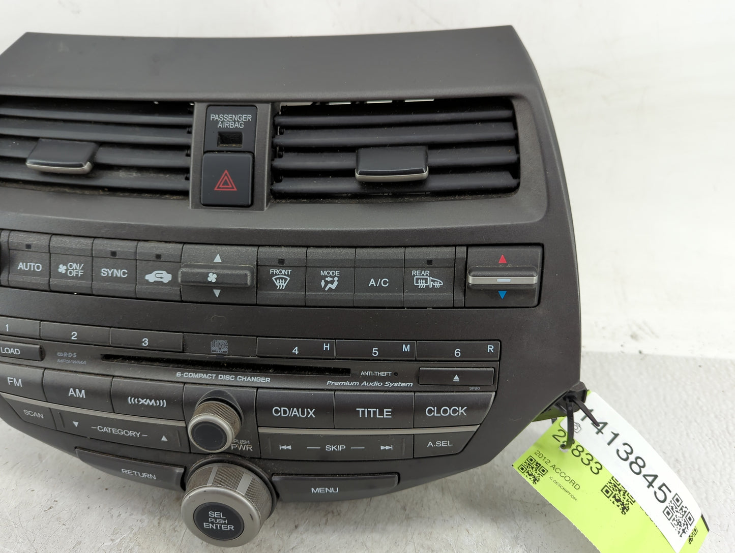 2011-2012 Honda Accord Radio AM FM Cd Player Receiver Replacement Fits Fits 2011 2012 OEM Used Auto Parts - Oemusedautoparts