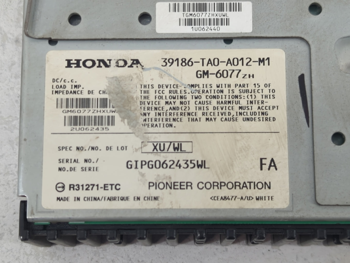 2008-2012 Honda Accord Radio AM FM Cd Player Receiver Replacement P/N:39186-TA0-A012-M1 Fits Fits 2008 2009 2010 2011 2012 O
