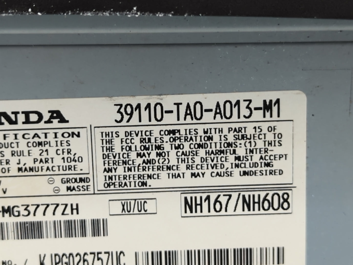 2008-2012 Honda Accord Radio AM FM Cd Player Receiver Replacement P/N:39540-TA0-A050-M1 39110-TA0-A013-M1 Fits OEM Used Auto