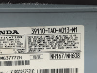 2008-2012 Honda Accord Radio AM FM Cd Player Receiver Replacement P/N:39540-TA0-A050-M1 39110-TA0-A013-M1 Fits OEM Used Auto