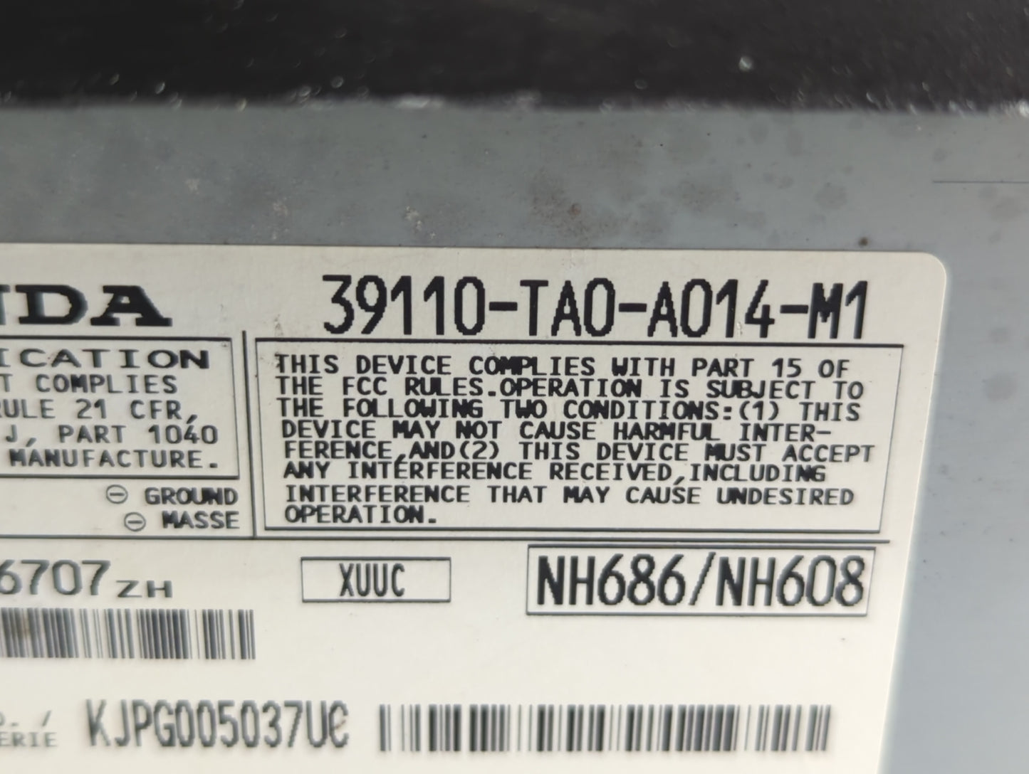 2008-2012 Honda Accord Radio AM FM Cd Player Receiver Replacement P/N:39110-TA0-A014-M1 Fits Fits 2008 2009 2010 2011 2012 O