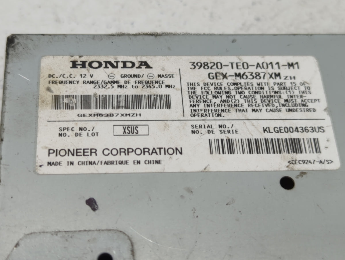 2008-2012 Honda Accord Am Fm Cd Player Radio Receiver 597063 - Oemusedautoparts1.com