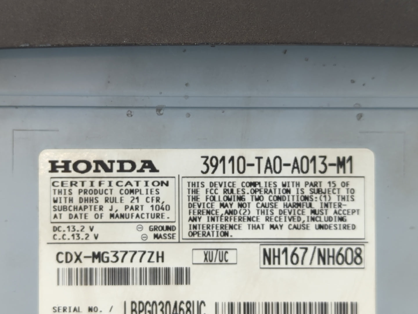 2008-2012 Honda Accord Am Fm Cd Player Radio Receiver - Oemusedautoparts1.com