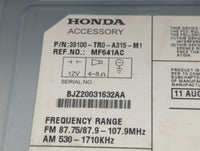 2012 Honda Civic Radio AM FM Cd Player Receiver Replacement P/N:39100-TR0-A315-M1 Fits OEM Used Auto Parts - Oemusedautopart