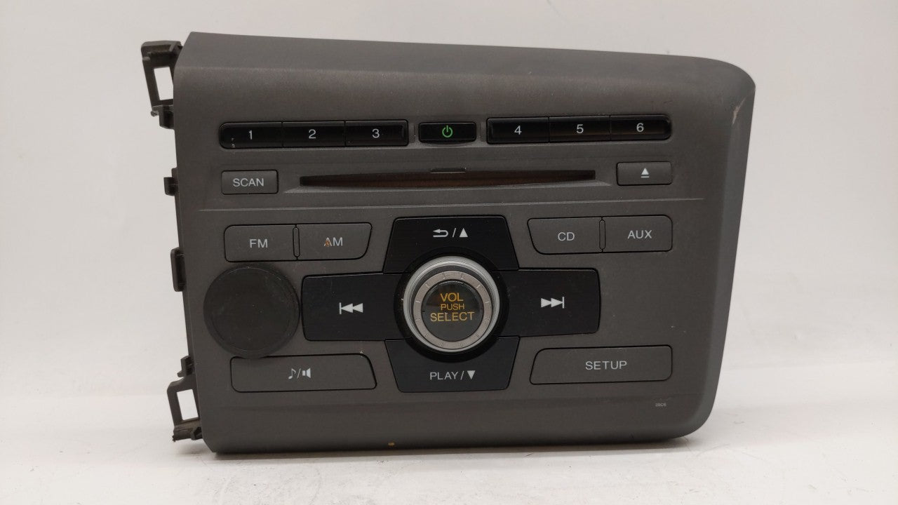 2012 Honda Civic Radio AM FM Cd Player Receiver Replacement P/N:39100-TR0-A315-M1 Fits OEM Used Auto Parts - Oemusedautopart