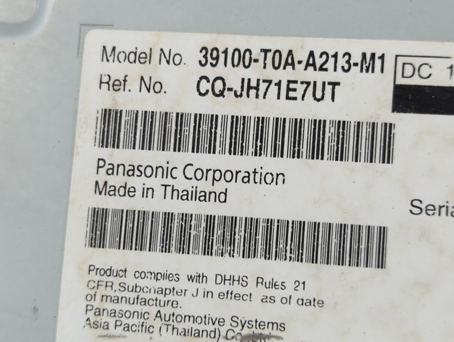 2012-2014 Honda Cr-V Radio AM FM Cd Player Receiver Replacement P/N:39100-T0A-A213-M1 Fits Fits 2012 2013 2014 OEM Used Auto