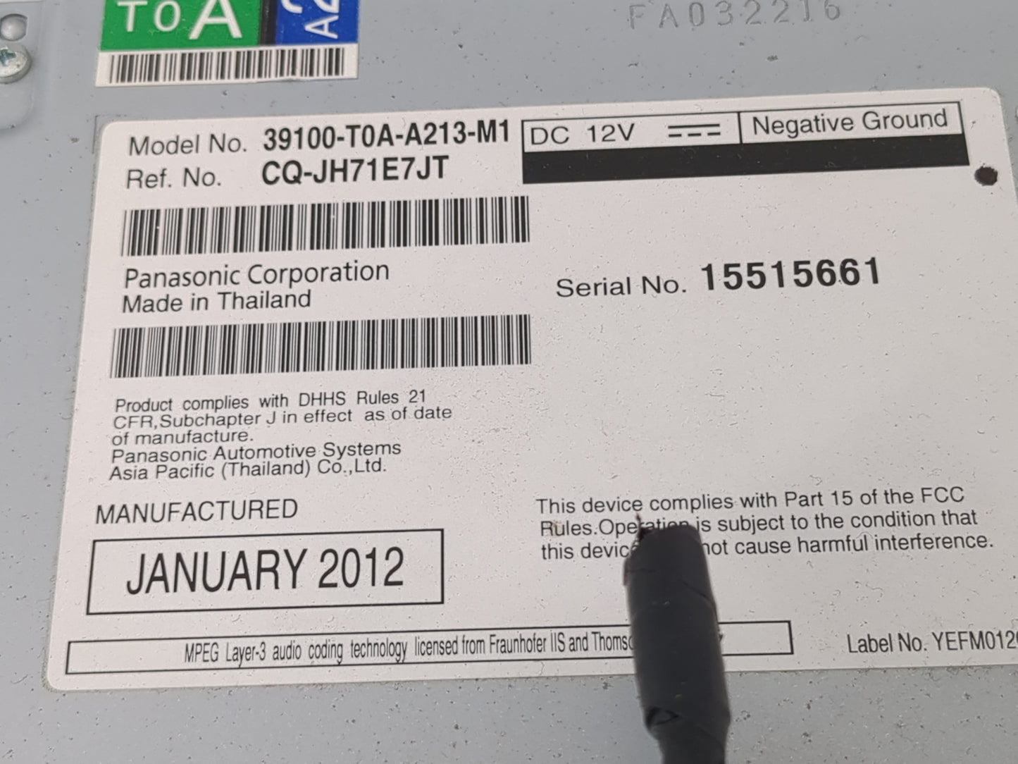 2012-2014 Honda Cr-V Radio AM FM Cd Player Receiver Replacement P/N:39100-T0A-A213-M1 Fits Fits 2012 2013 2014 OEM Used Auto