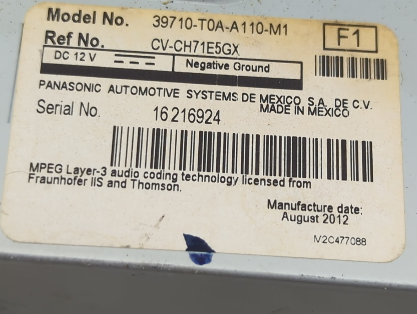 2012-2016 Honda Cr-v Information Display Screen 1467749 - Oemusedautoparts1.com