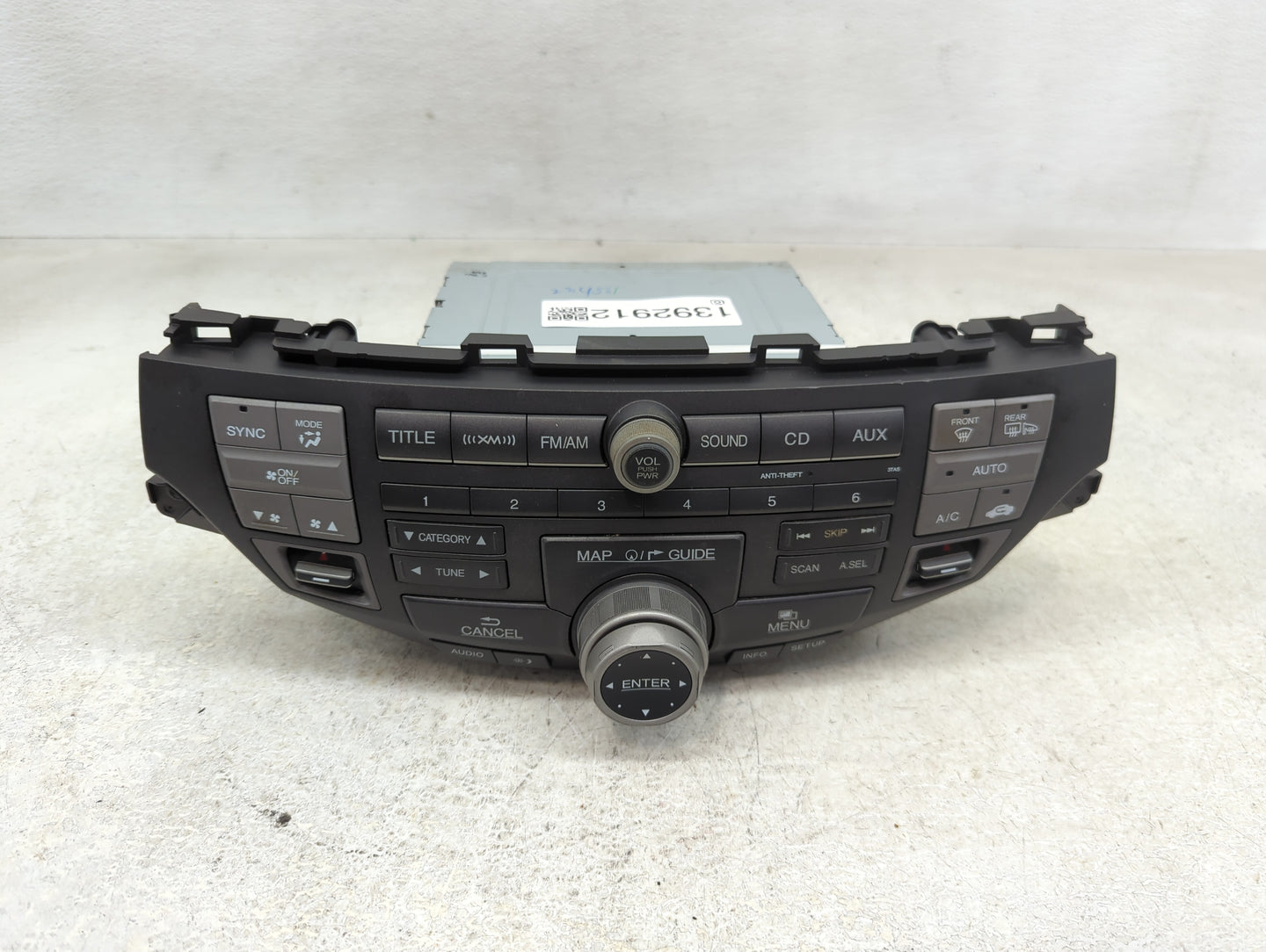 2012-2012 Honda Crosstour Radio Control Panel - Oemusedautoparts1.com