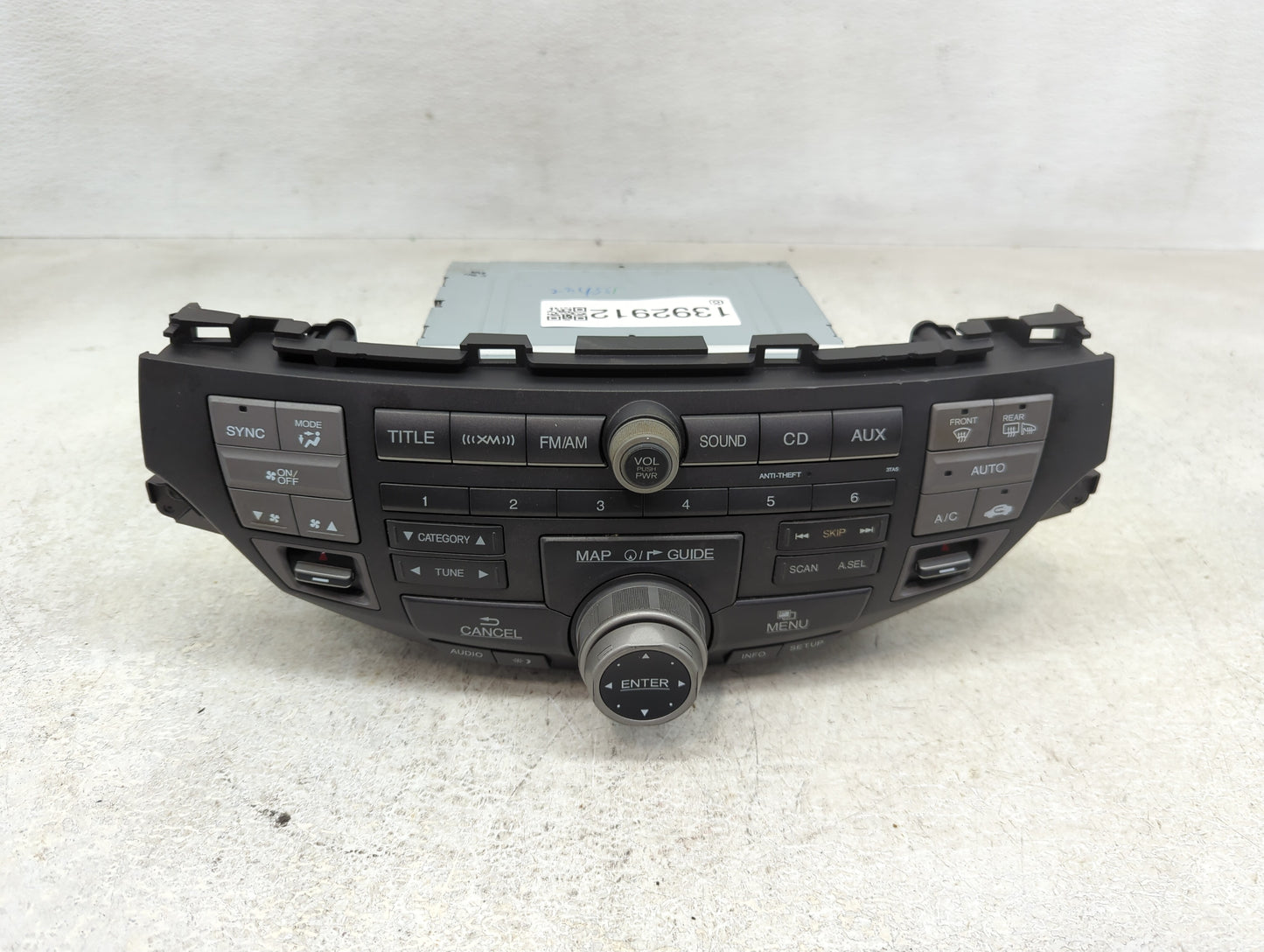 2012-2012 Honda Crosstour Radio Control Panel - Oemusedautoparts1.com