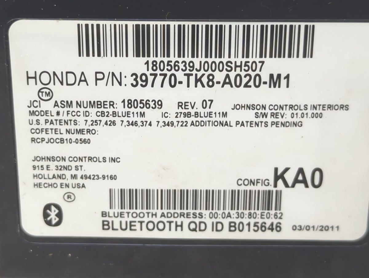 2011-2013 Honda Odyssey Communication Control Module 1502049 - Oemusedautoparts1.com
