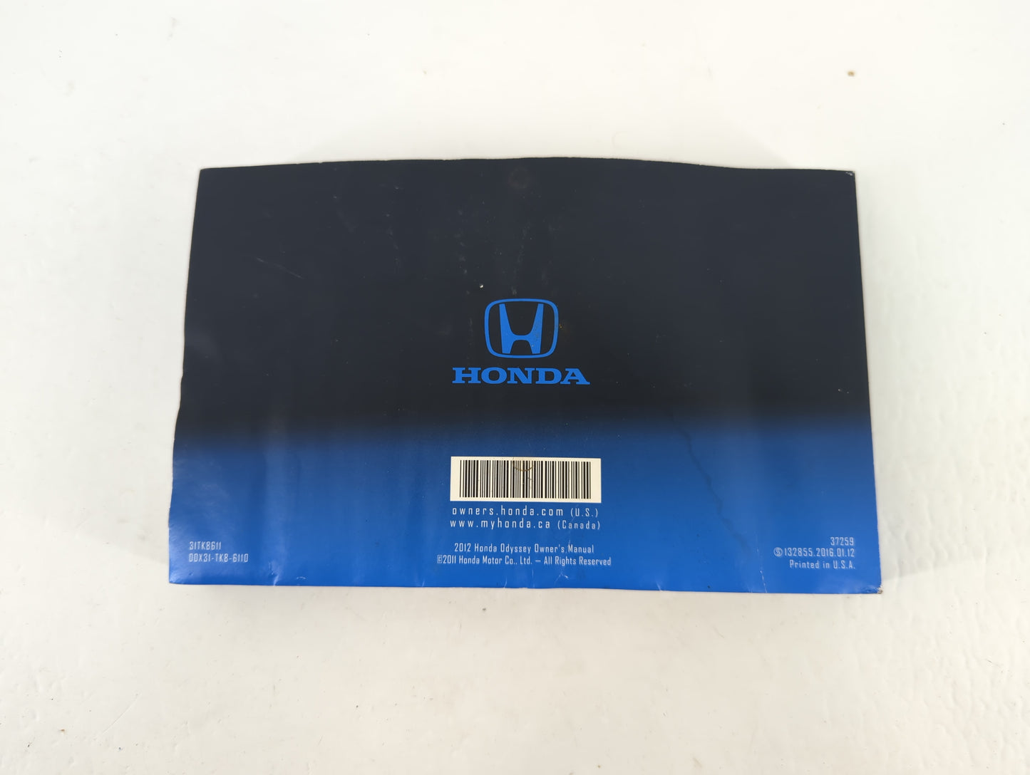 2012 Honda Odyssey Owners Manual Book Guide P/N:00X31-TK8-6110 31TK8611 OEM Used Auto Parts - Oemusedautoparts1.com