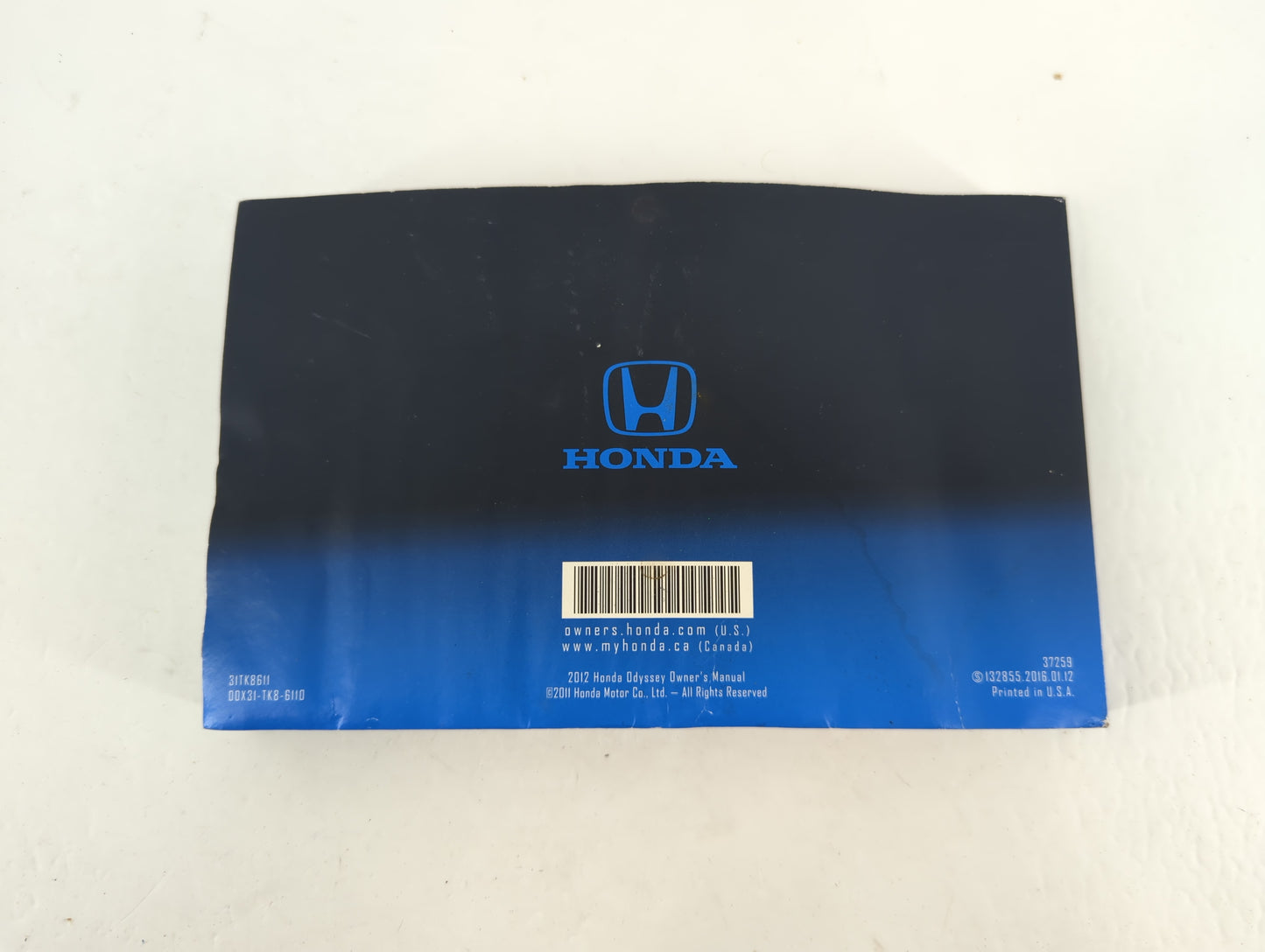 2012 Honda Odyssey Owners Manual Book Guide P/N:00X31-TK8-6110 31TK8611 OEM Used Auto Parts - Oemusedautoparts1.com