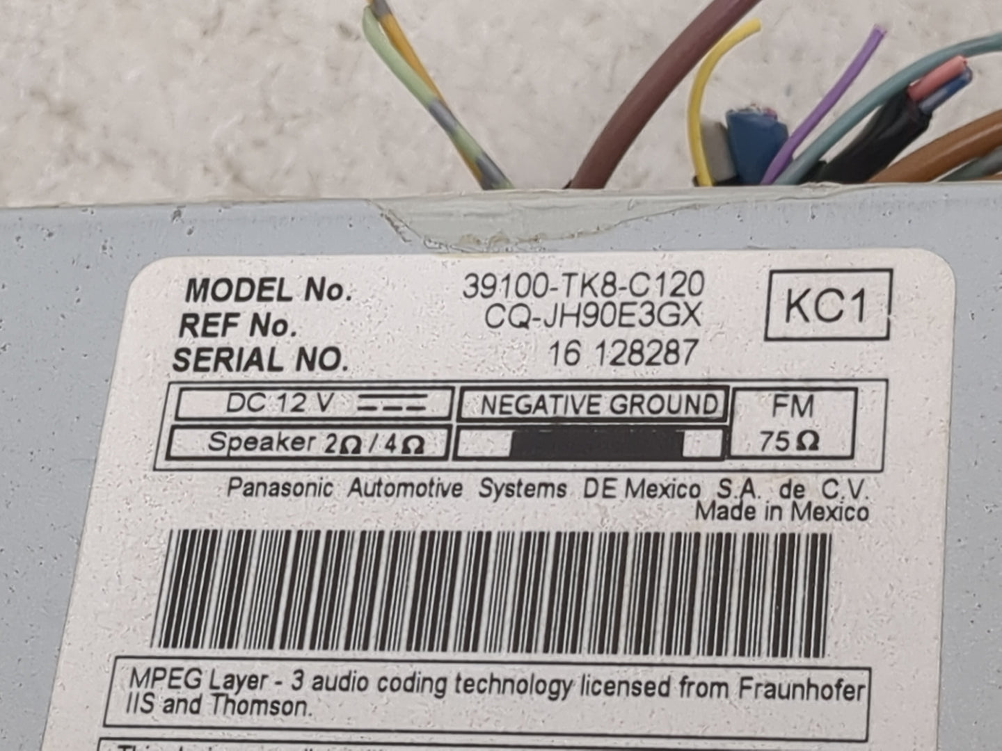 2012 Honda Odyssey Radio AM FM Cd Player Receiver Replacement P/N:39100-TK8-C120 CQ-JH90E3GX Fits Fits 2019 2020 2021 2022 O