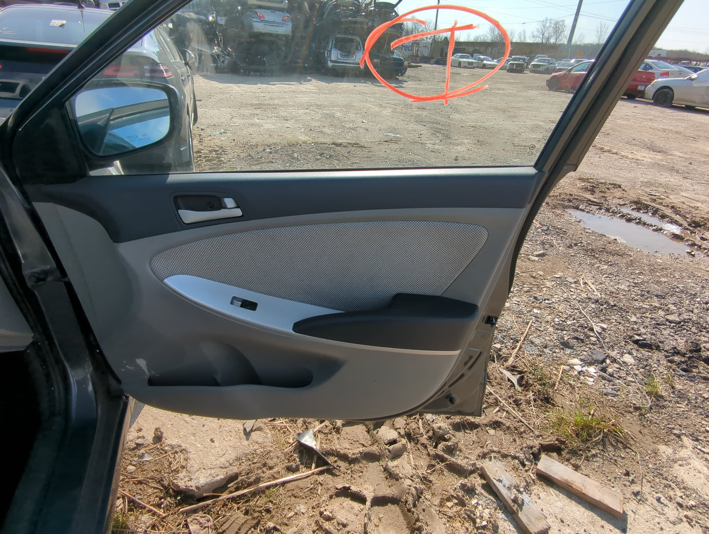 2012 Hyundai Accent Front Right Passenger Interior Door Panel Trim - Oemusedautoparts1.com