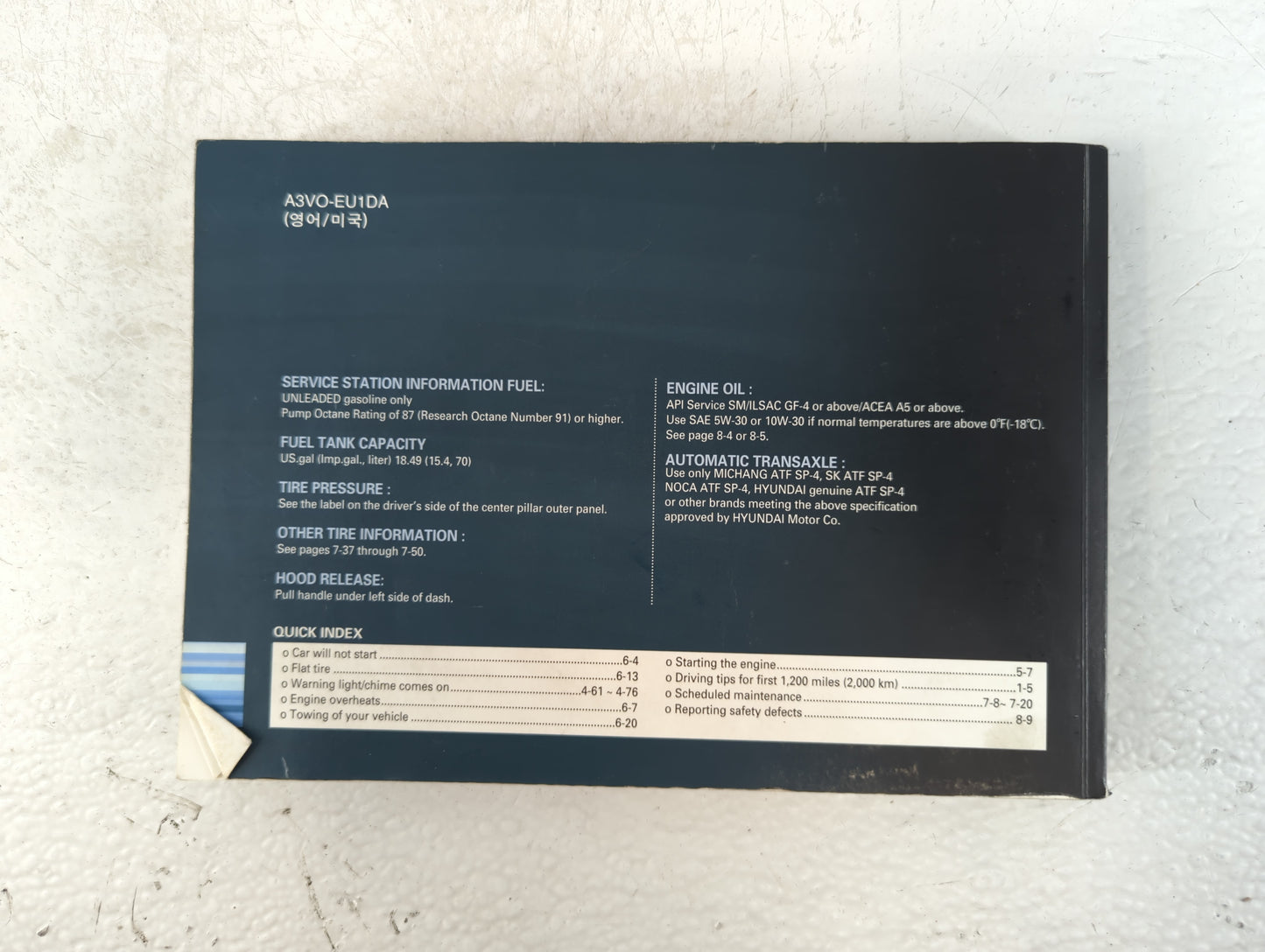 2012 Hyundai Azera Owners Manual Book Guide P/N:A3V0-EU1DA OEM Used Auto Parts - Oemusedautoparts1.com