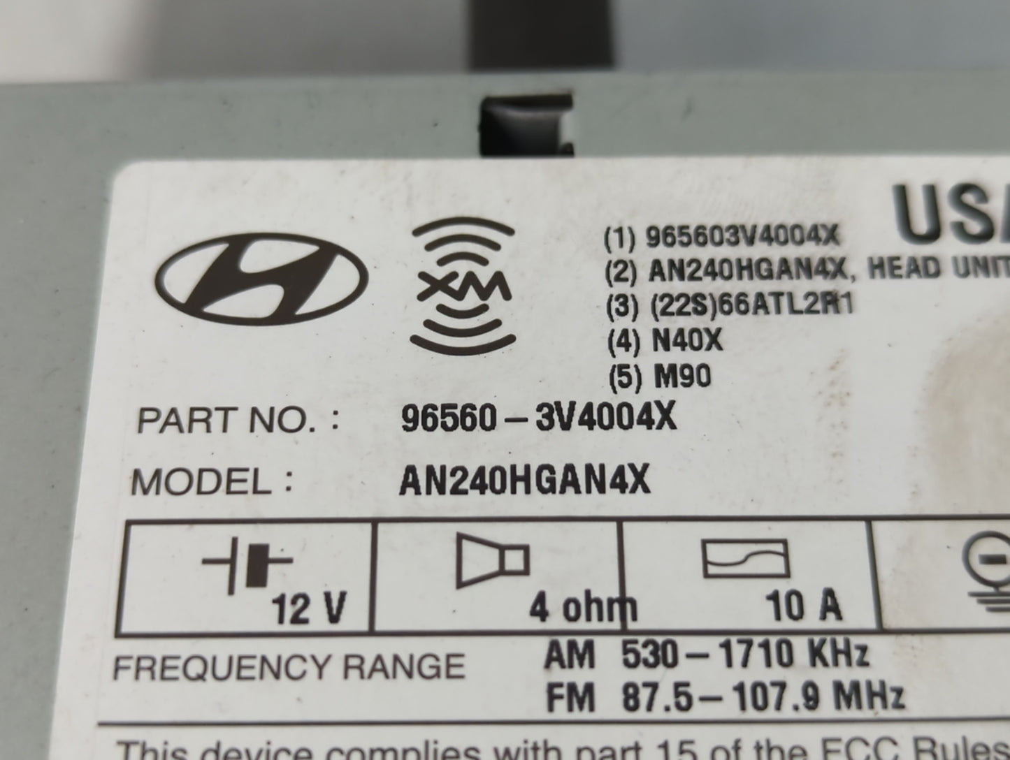 2012-2013 Hyundai Azera Radio AM FM Cd Player Receiver Replacement P/N:96560-3V4004X Fits Fits 2012 2013 OEM Used Auto Parts