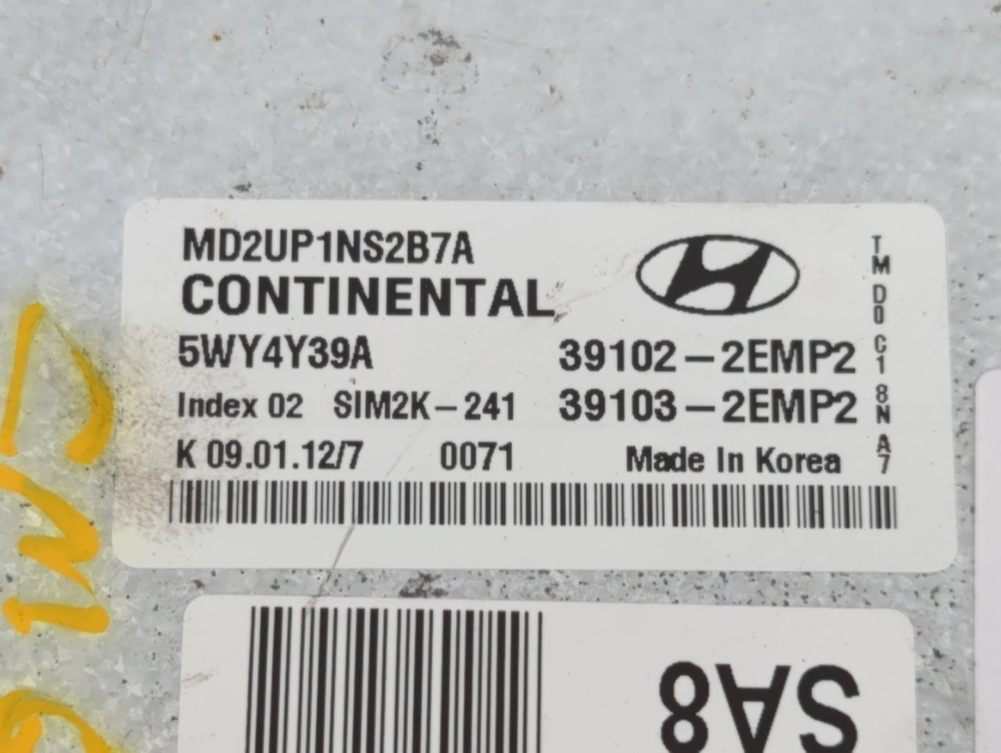 2011-2013 Hyundai Elantra PCM Engine Control Computer ECU ECM PCU OEM P/N:39103-2EMP2 39102-2EMP2 Fits Fits 2011 2012 2013 O