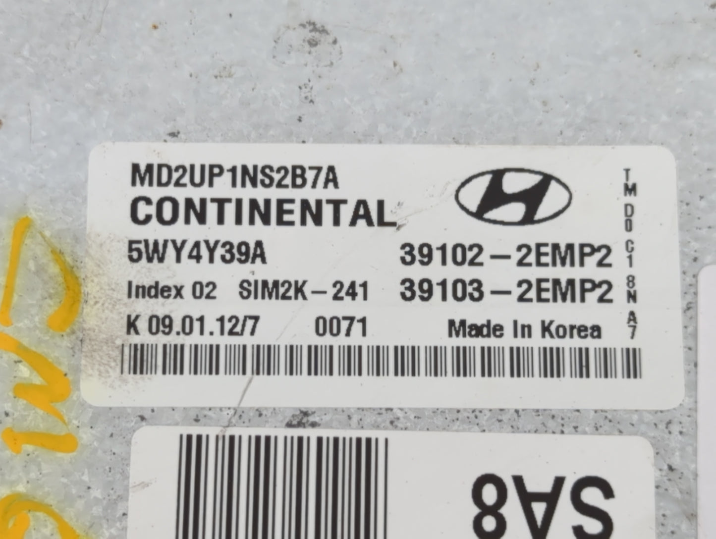 2011-2013 Hyundai Elantra PCM Engine Control Computer ECU ECM PCU OEM P/N:39103-2EMP2 39102-2EMP2 Fits Fits 2011 2012 2013 O