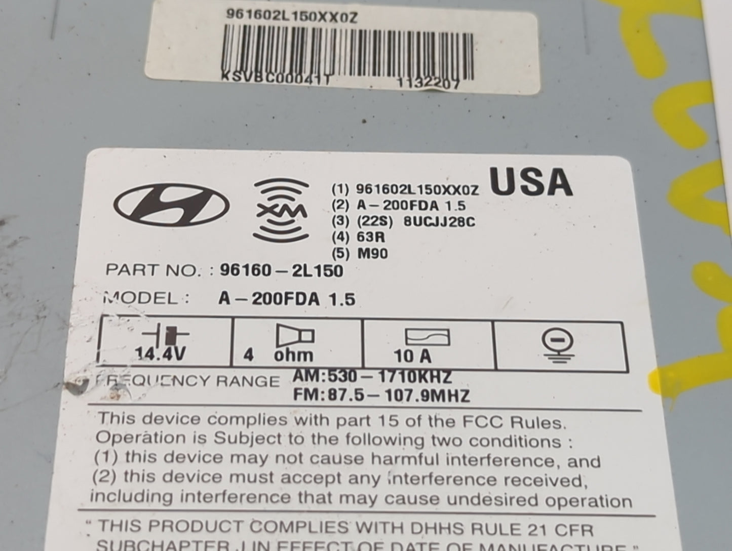 2009-2012 Hyundai Elantra Radio AM FM Cd Player Receiver Replacement P/N:96160-2L150 Fits Fits 2009 2010 2011 2012 OEM Used 