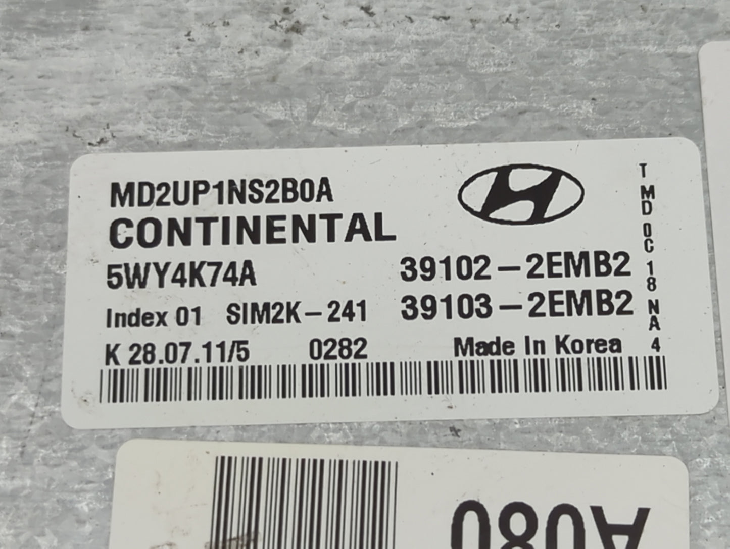 2011-2013 Hyundai Elantra PCM Engine Control Computer ECU ECM PCU OEM P/N:MD2UP1NS2B0A 5WY4K74A Fits Fits 2011 2012 2013 OEM