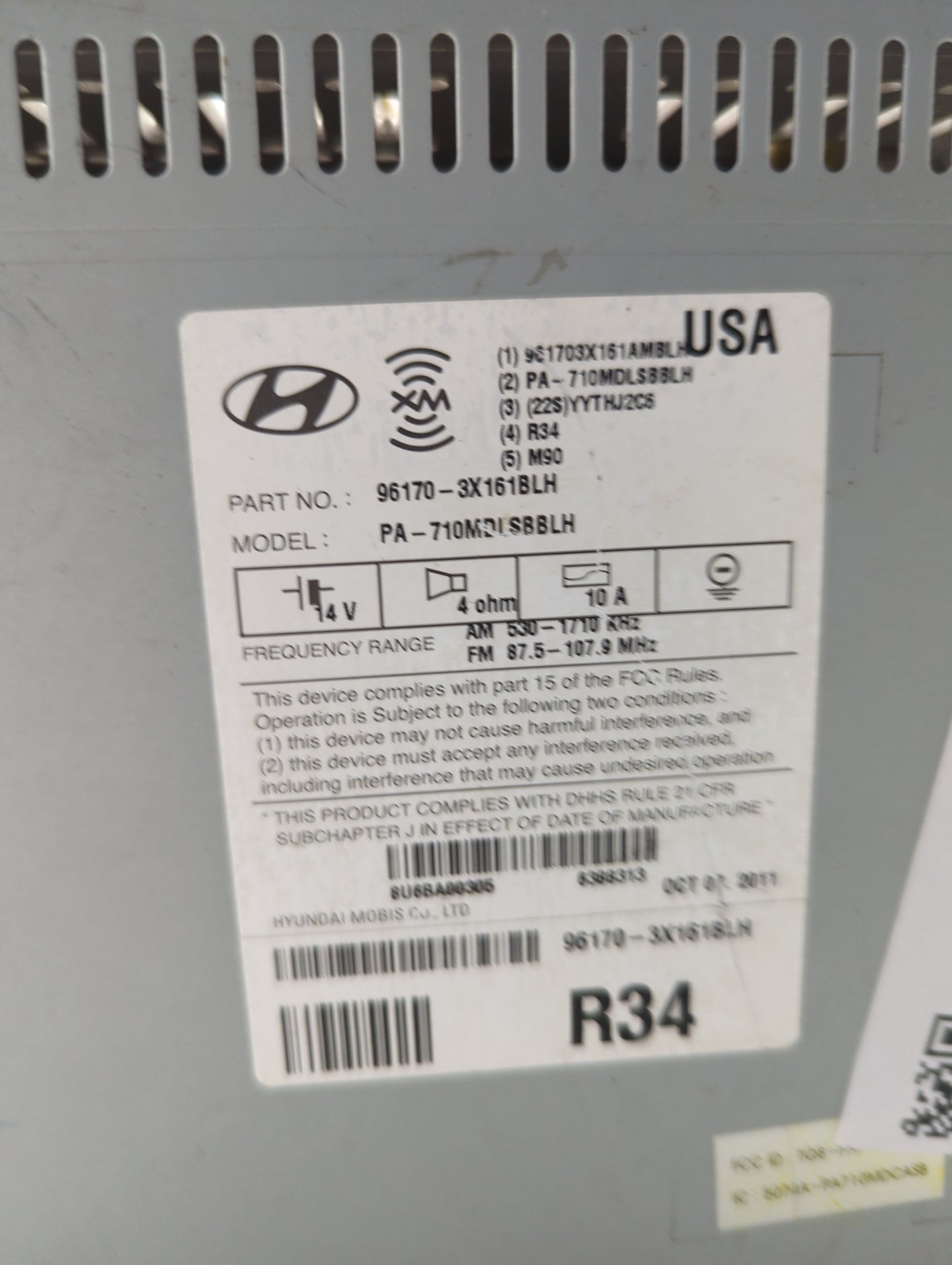 2009-2012 Hyundai Elantra Radio AM FM Cd Player Receiver Replacement P/N:961703X161BLH PA-710MDLSBBLH Fits OEM Used Auto Par
