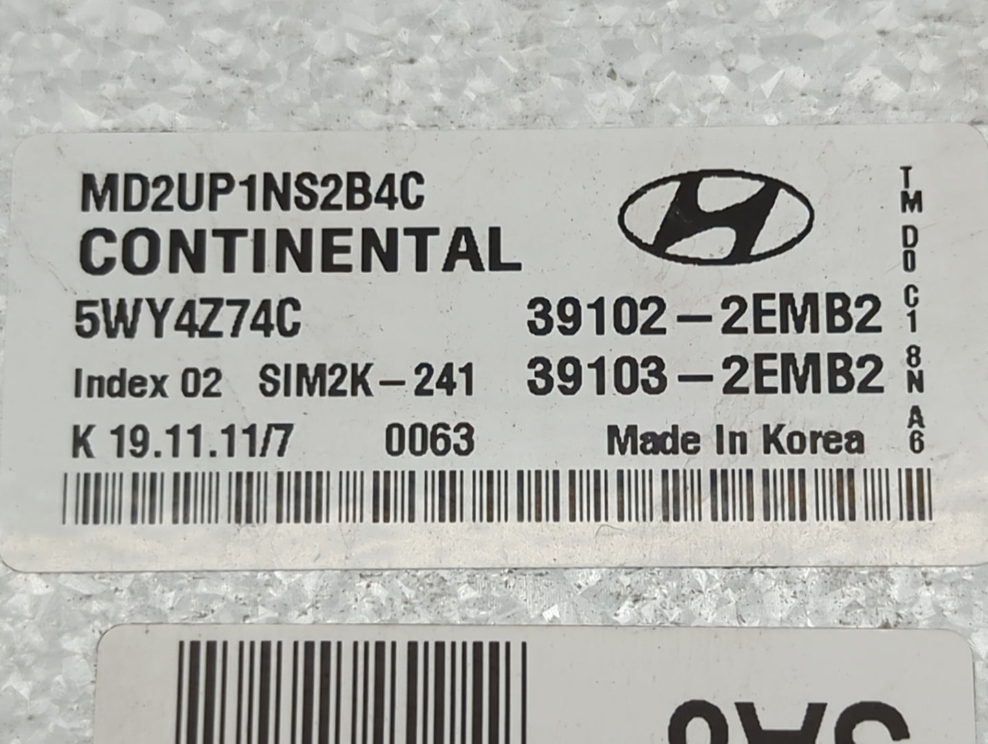 2011-2013 Hyundai Elantra PCM Engine Control Computer ECU ECM PCU OEM P/N:MD2UP1NS2B4C 5WY4Z74C Fits Fits 2011 2012 2013 OEM
