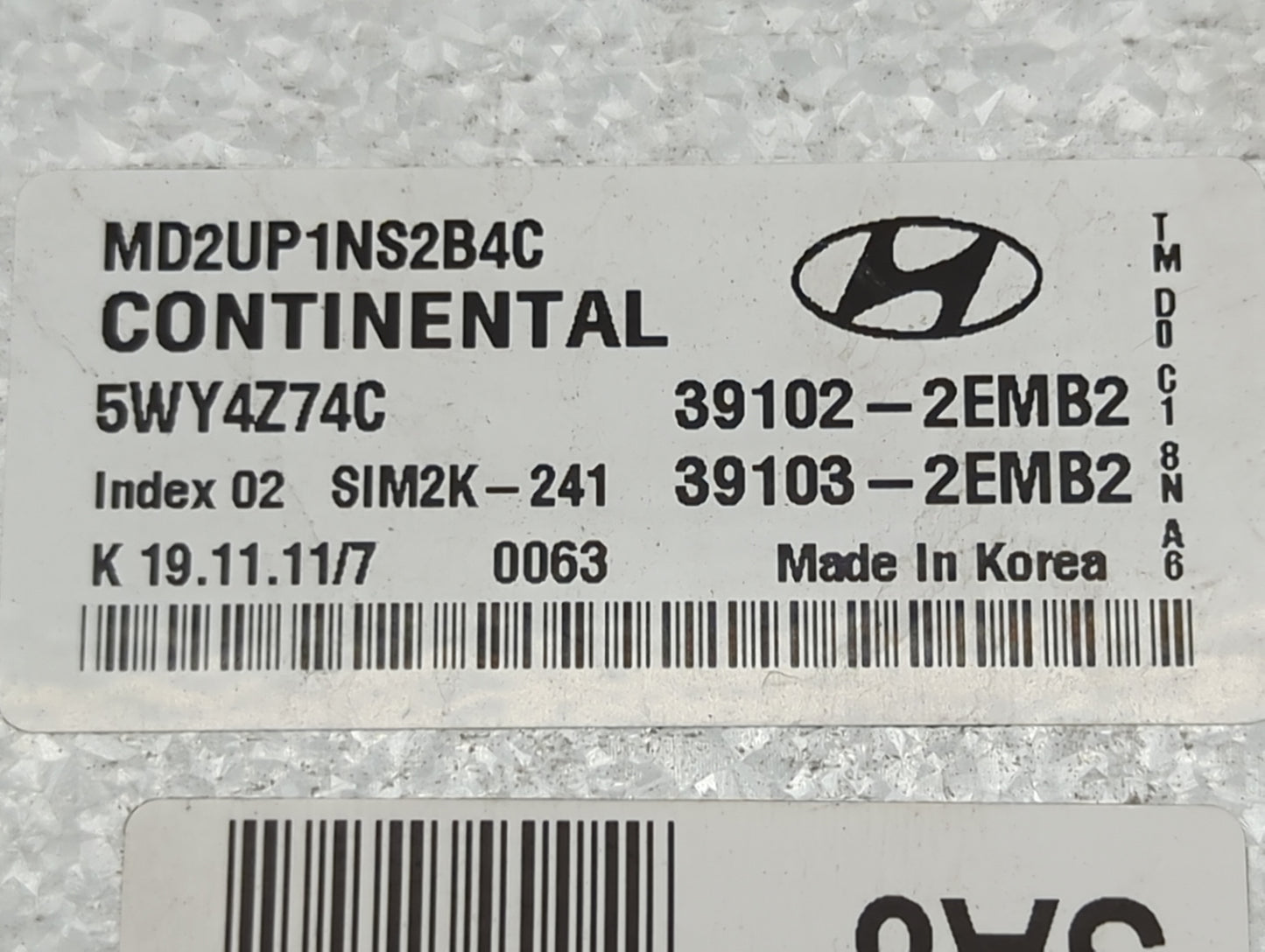 2011-2013 Hyundai Elantra PCM Engine Control Computer ECU ECM PCU OEM P/N:MD2UP1NS2B4C 5WY4Z74C Fits Fits 2011 2012 2013 OEM