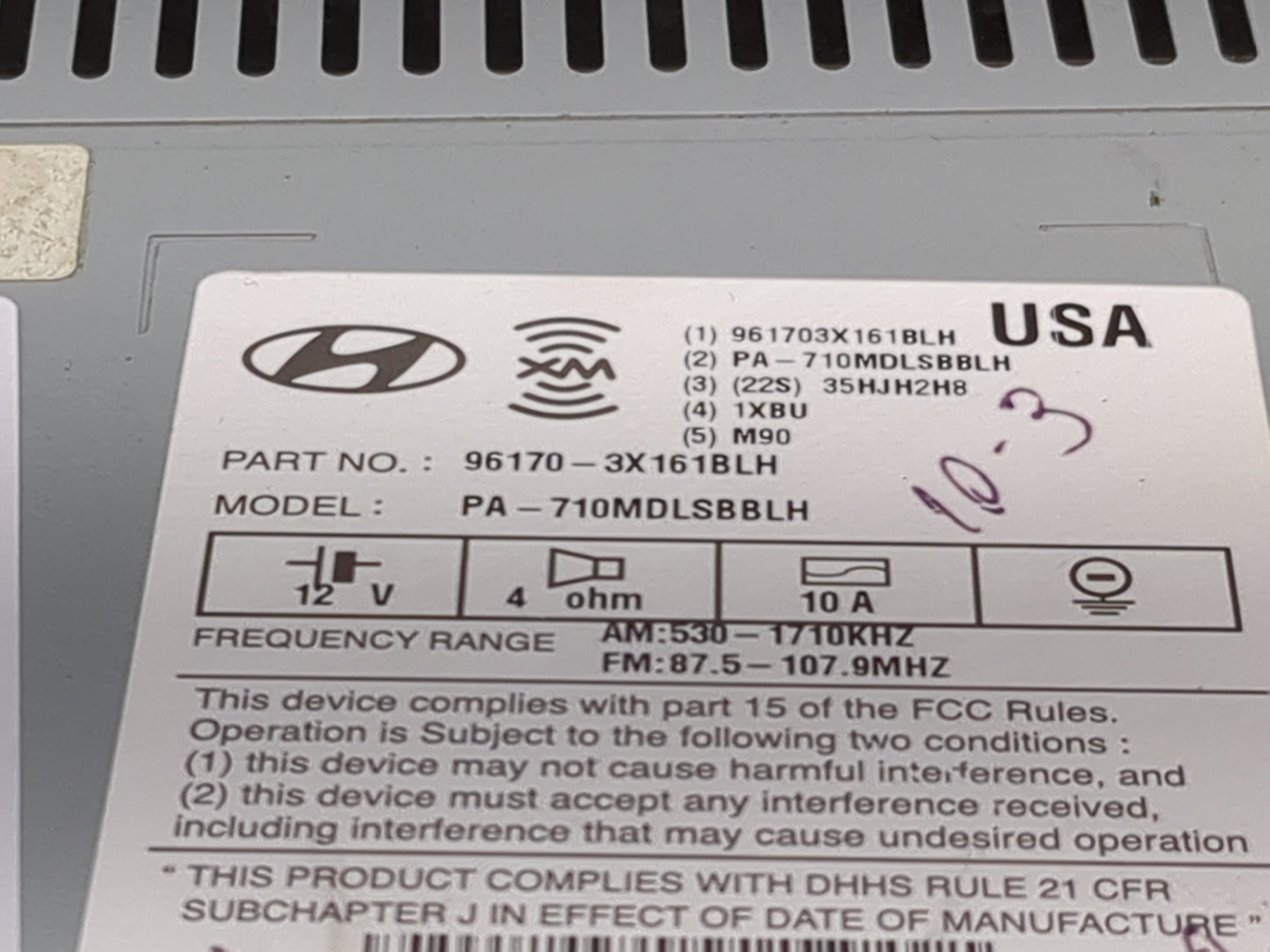2011-2013 Hyundai Elantra Radio AM FM Cd Player Receiver Replacement P/N:961703X161BLH PA-710MDLSBBLH Fits Fits 2011 2012 20