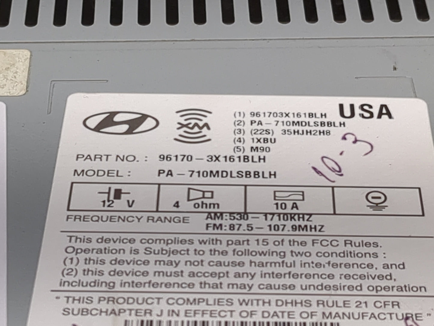 2011-2013 Hyundai Elantra Radio AM FM Cd Player Receiver Replacement P/N:961703X161BLH PA-710MDLSBBLH Fits Fits 2011 2012 20