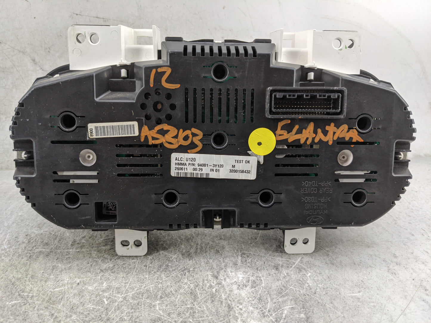 2012 Hyundai Elantra Instrument Cluster Speedometer Gauges P/N:94001-3Y120 Miles:92K Fits OEM Used Auto Parts - Oemusedautop