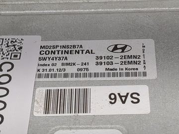 2011-2013 Hyundai Elantra PCM Engine Control Computer ECU ECM PCU OEM P/N:39102-2EMN2 39103-2EMN2 Fits Fits 2011 2012 2013 OEM Used Auto Parts