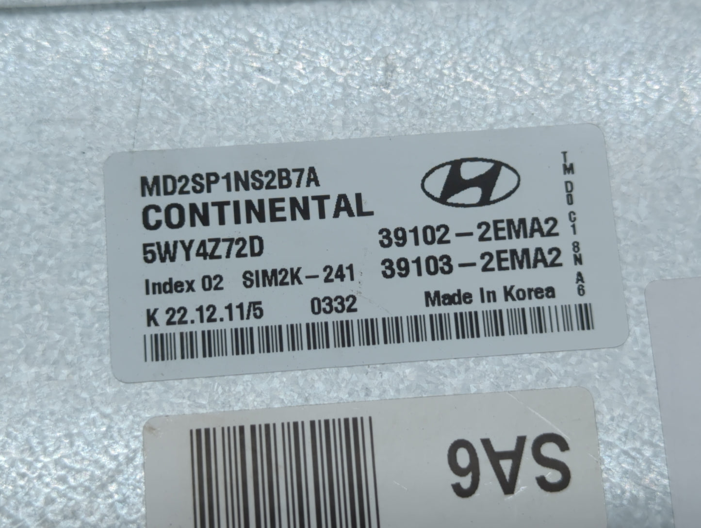 2011-2013 Hyundai Elantra PCM Engine Control Computer ECU ECM PCU OEM P/N:39102-2EMN2 39103-2EMN2 Fits Fits 2011 2012 2013 O