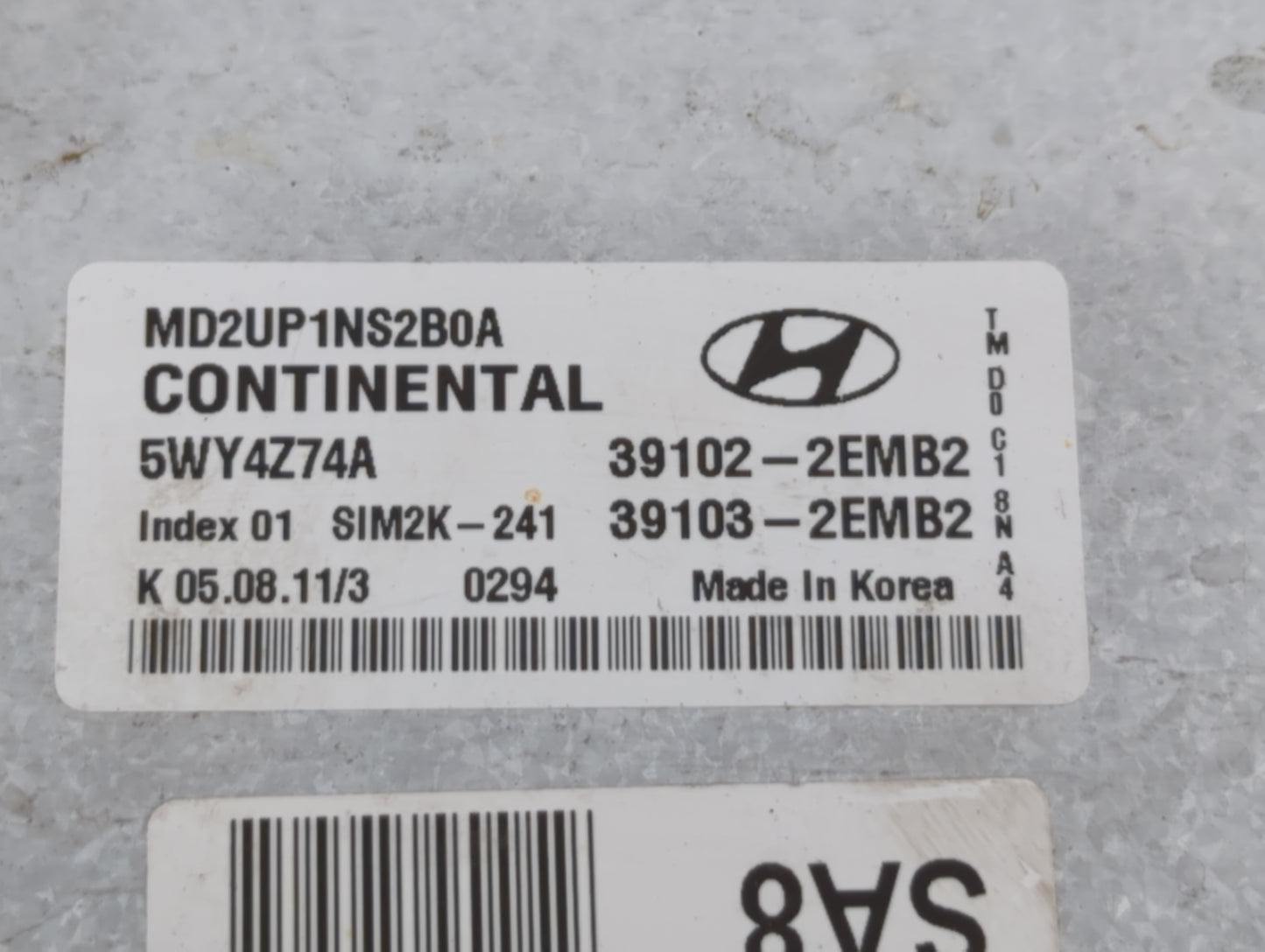 2011-2013 Hyundai Elantra PCM Engine Control Computer ECU ECM PCU OEM P/N:39103-2EMB2 39102-2EMB2 Fits Fits 2011 2012 2013 O