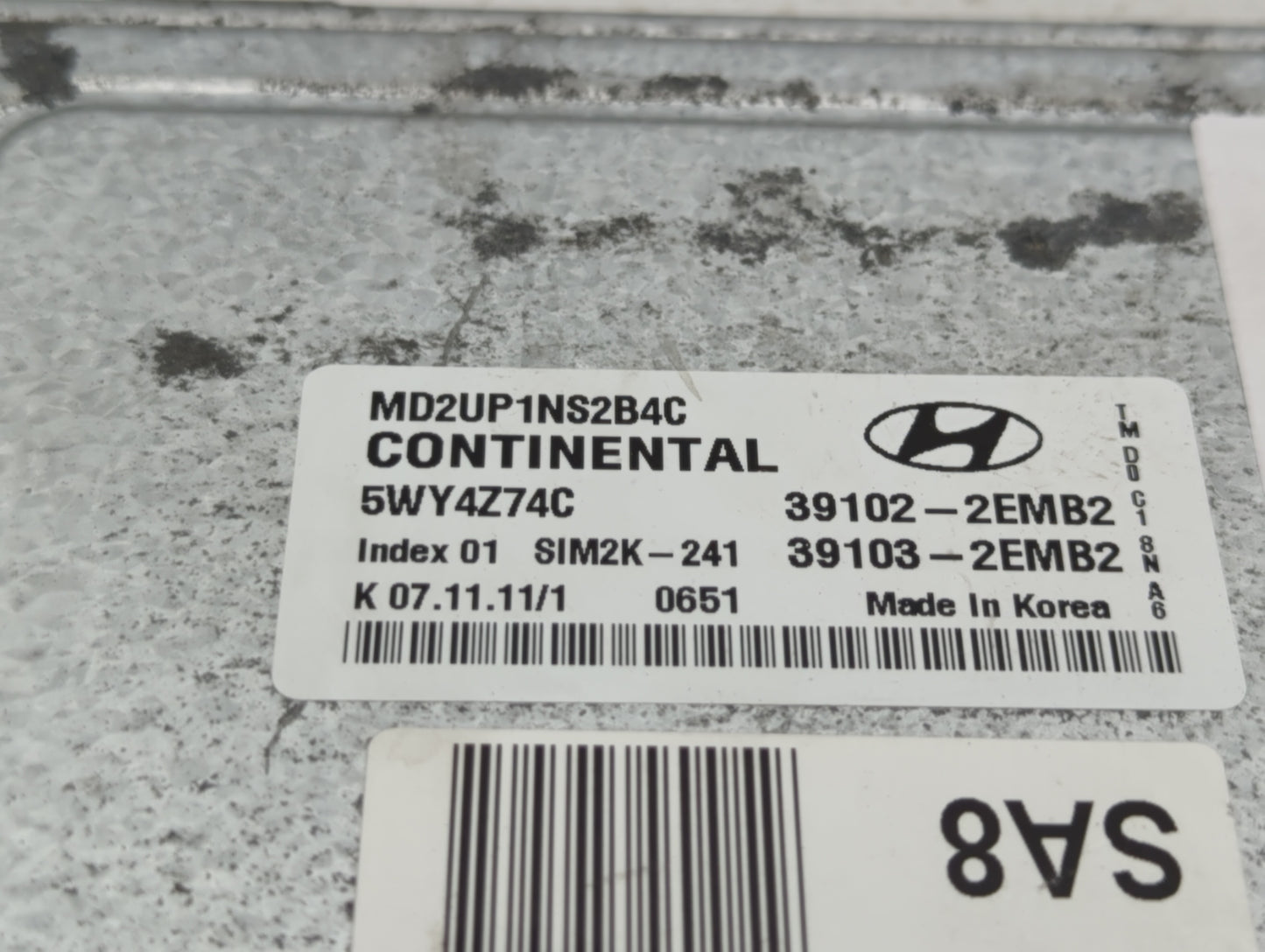 2011-2013 Hyundai Elantra PCM Engine Control Computer ECU ECM PCU OEM P/N:39103-2EMP2 39102-2EMP2 Fits Fits 2011 2012 2013 O