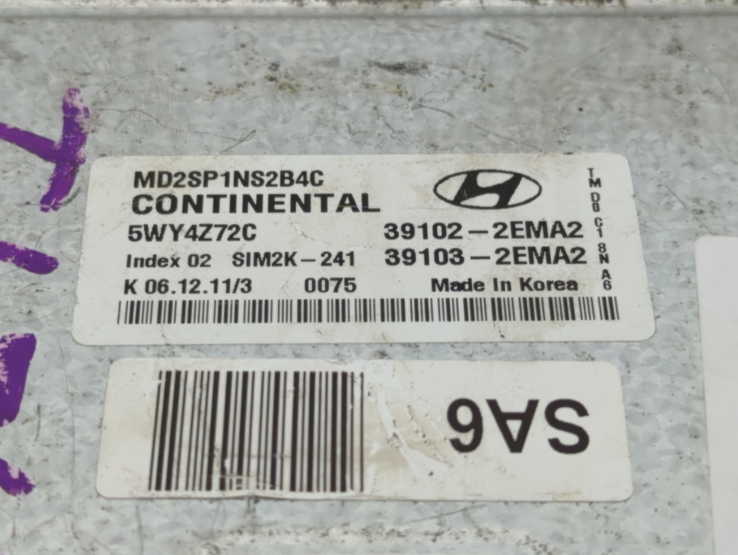 2011-2013 Hyundai Elantra PCM Engine Control Computer ECU ECM PCU OEM P/N:39103-2EMN3 39102-2EMN3 Fits Fits 2011 2012 2013 O