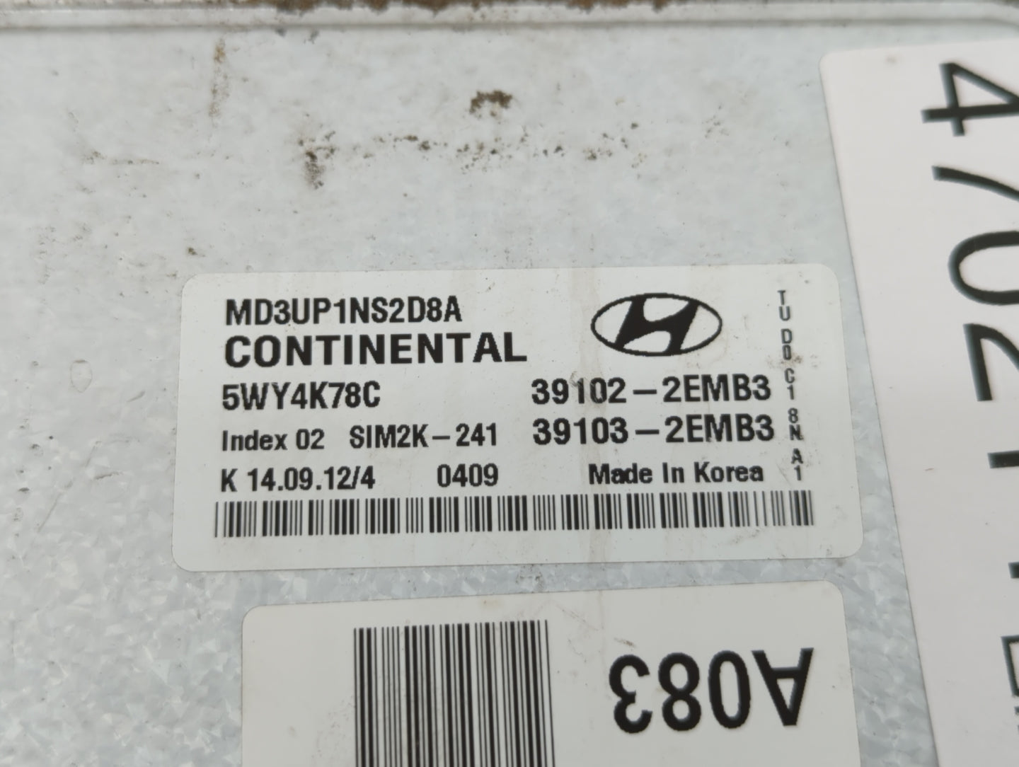 2011-2013 Hyundai Elantra PCM Engine Control Computer ECU ECM PCU OEM P/N:39102-2EMP2 39103-2EMP2 Fits Fits 2011 2012 2013 O