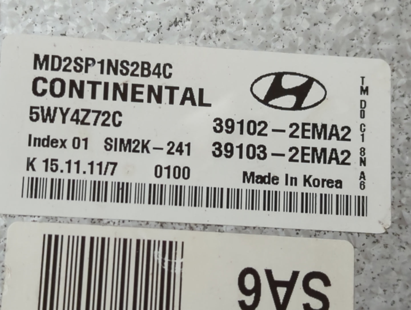 2011-2013 Hyundai Elantra PCM Engine Control Computer ECU ECM PCU OEM P/N:39103-2EMA2 39102-2EMA2 Fits Fits 2011 2012 2013 O