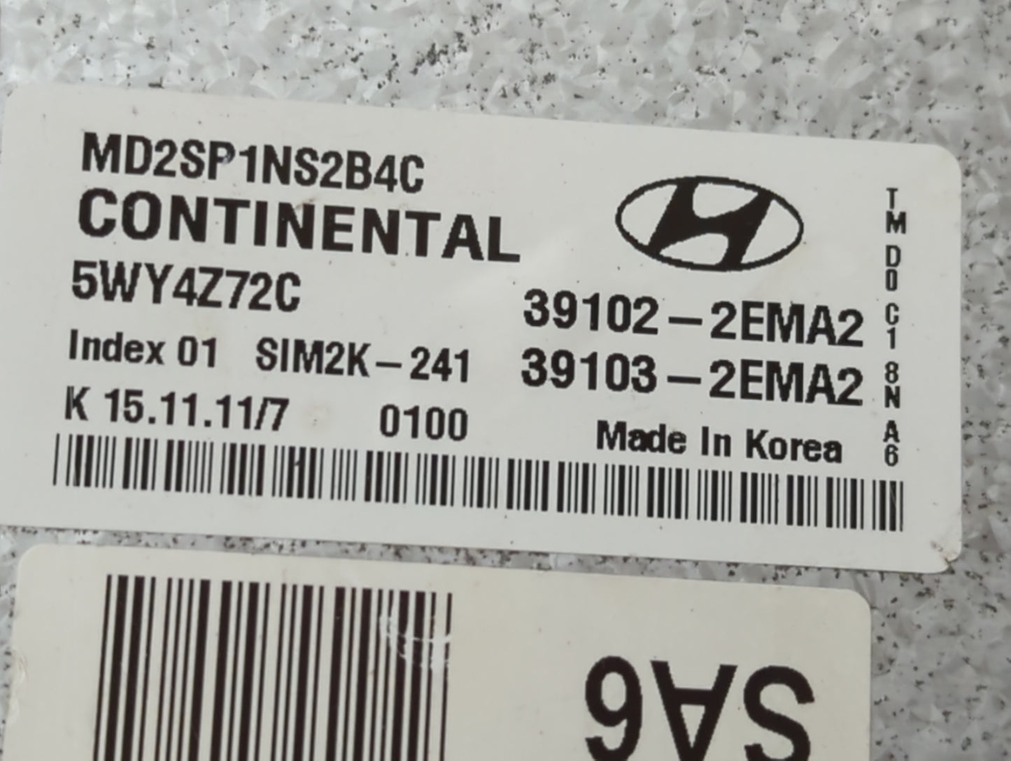 2011-2013 Hyundai Elantra PCM Engine Control Computer ECU ECM PCU OEM P/N:39103-2EMA2 39102-2EMA2 Fits Fits 2011 2012 2013 O