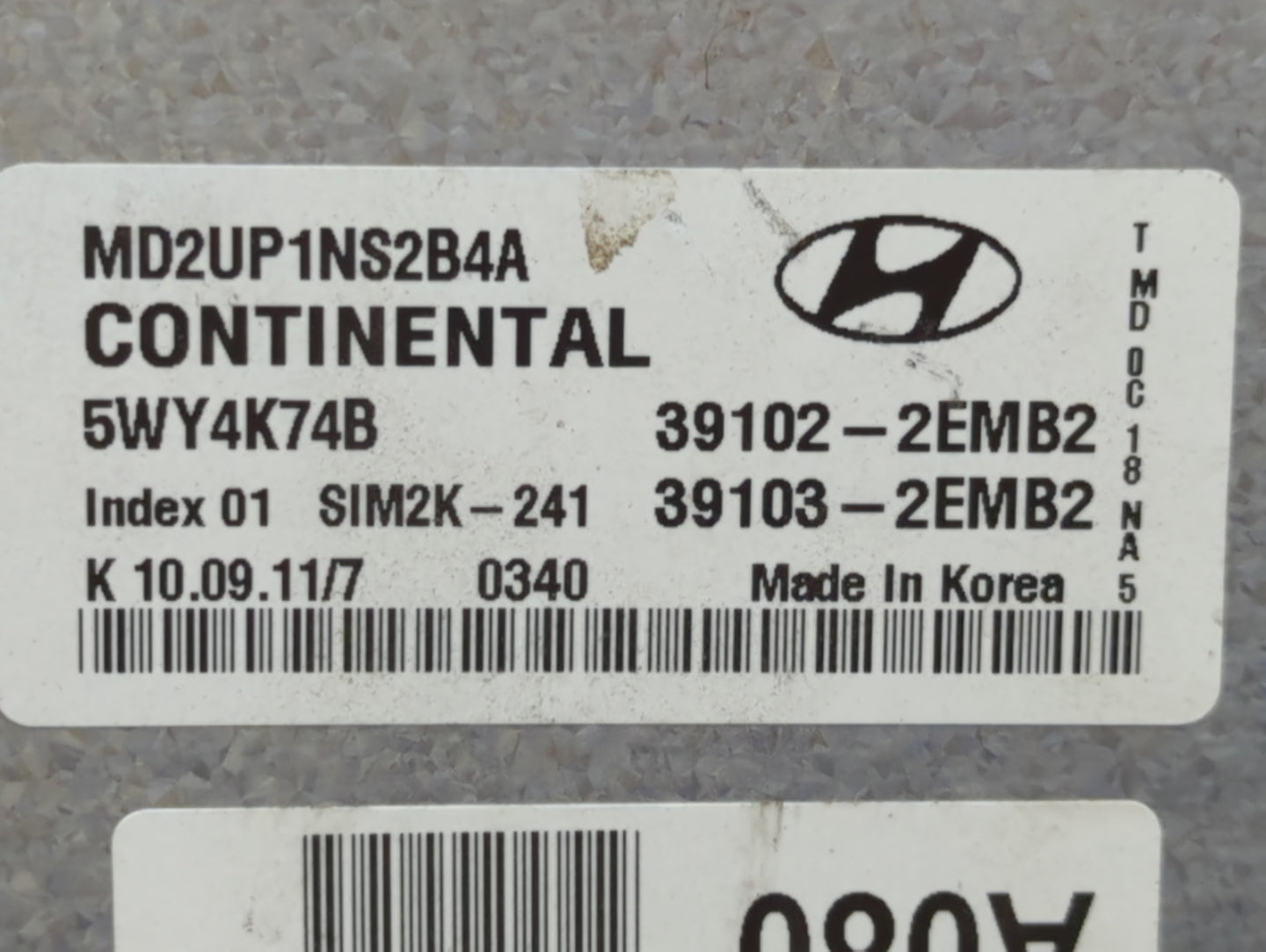 2011-2013 Hyundai Elantra PCM Engine Control Computer ECU ECM PCU OEM P/N:39103-2EMB2 39102-2EMB2 Fits Fits 2011 2012 2013 O