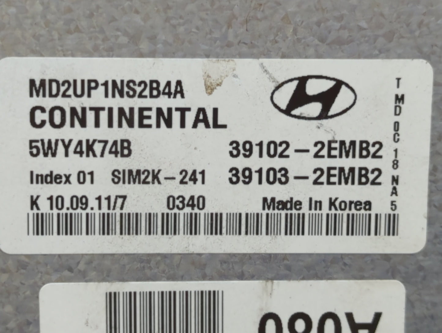 2011-2013 Hyundai Elantra PCM Engine Control Computer ECU ECM PCU OEM P/N:39103-2EMB2 39102-2EMB2 Fits Fits 2011 2012 2013 O