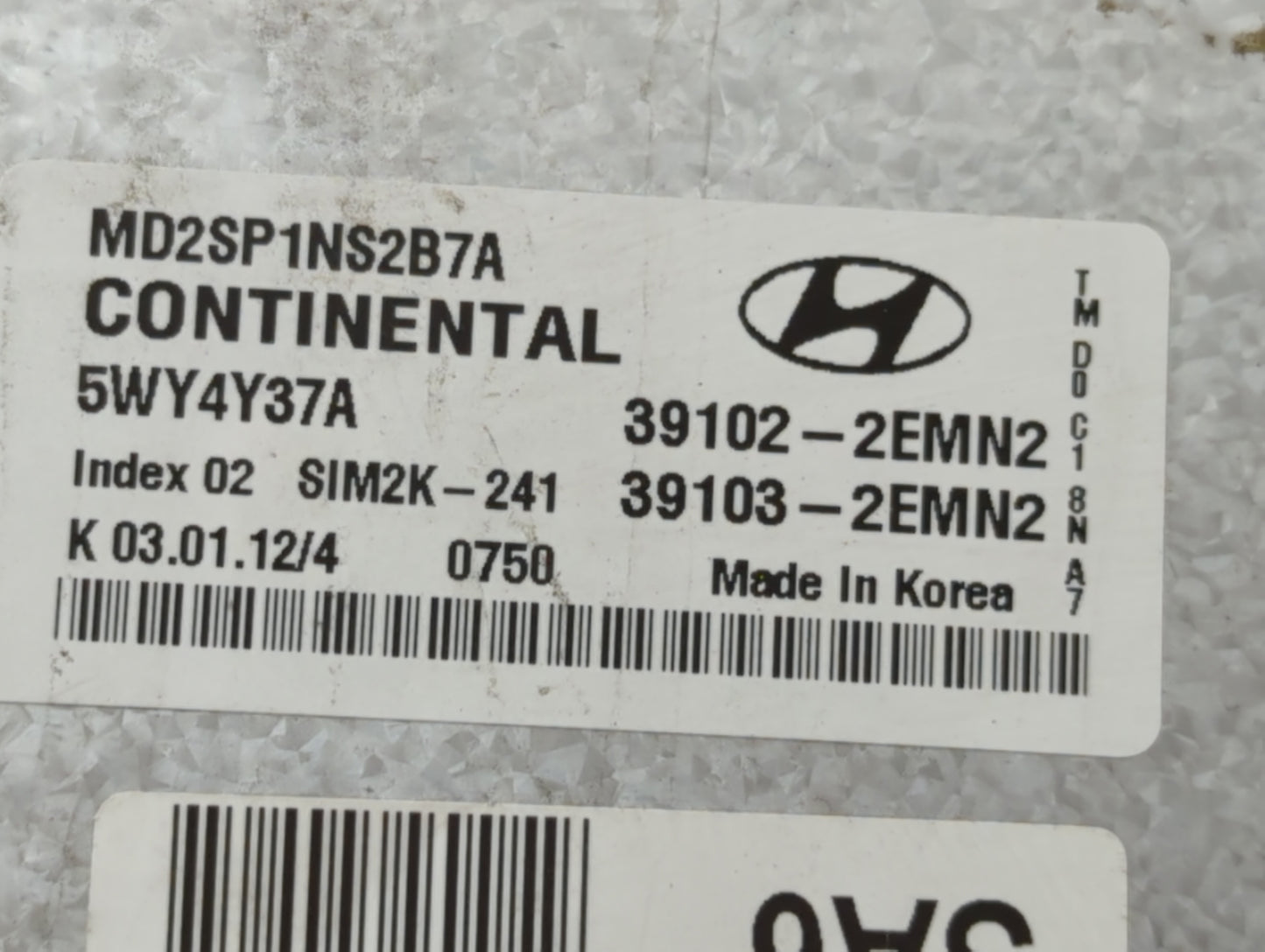 2011-2013 Hyundai Elantra PCM Engine Control Computer ECU ECM PCU OEM P/N:39103-2EMN2 39102-2EMN2 Fits Fits 2011 2012 2013 O