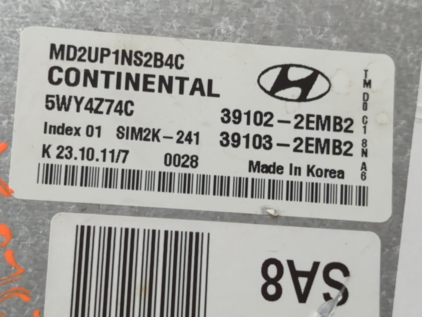 2011-2013 Hyundai Elantra PCM Engine Control Computer ECU ECM PCU OEM P/N:39103-2EMB2 39102-2EMP2 Fits Fits 2011 2012 2013 O