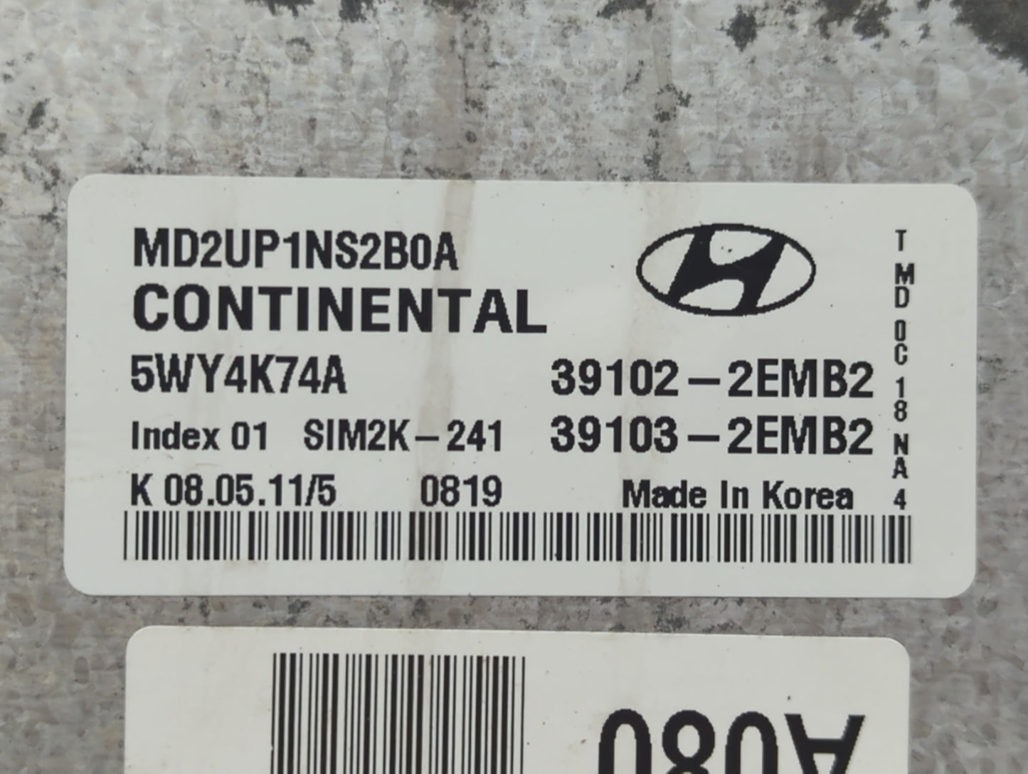 2011-2013 Hyundai Elantra PCM Engine Control Computer ECU ECM PCU OEM P/N:39102-2EMB2 Fits Fits 2011 2012 2013 OEM Used Auto