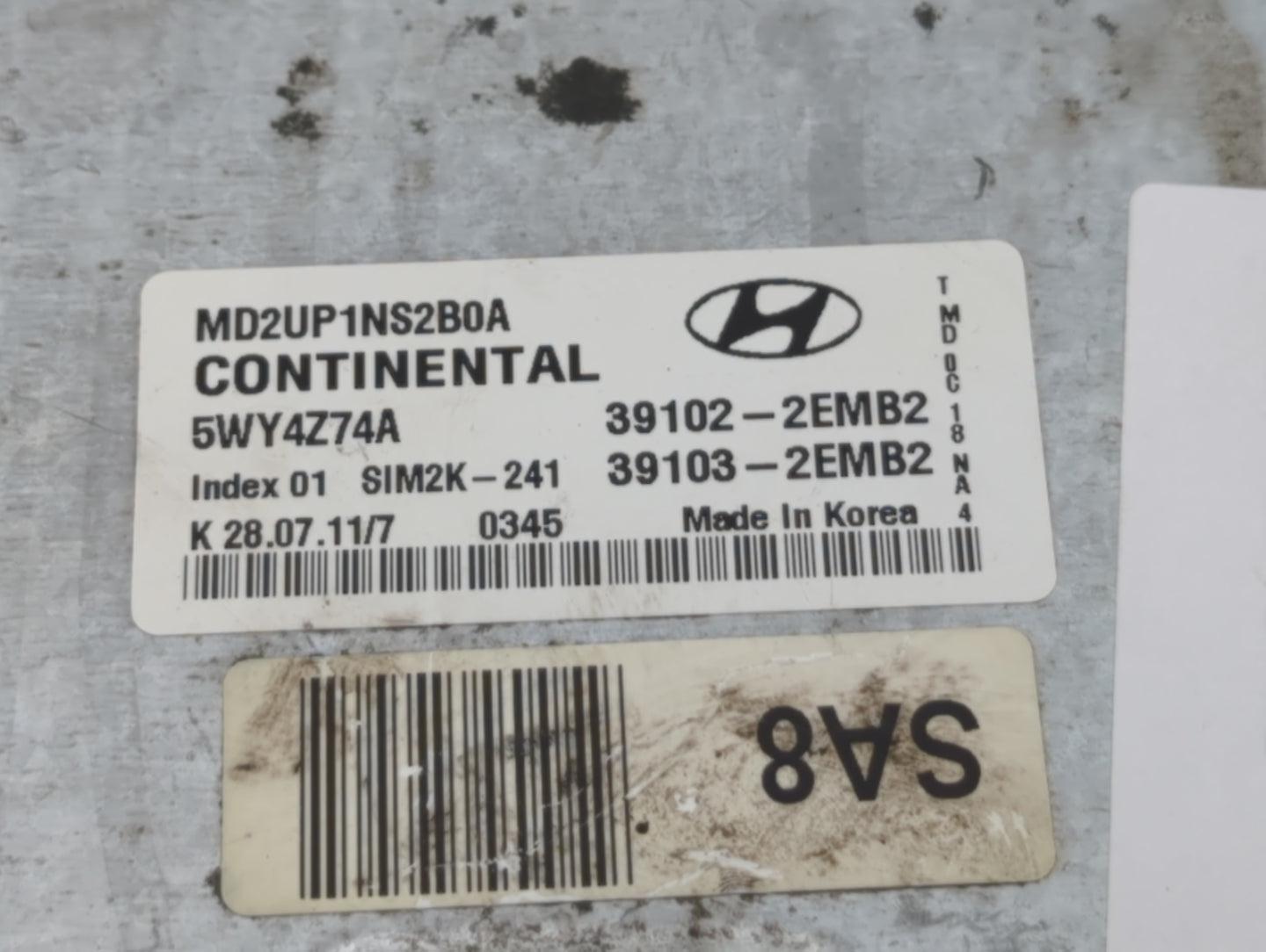 2011-2013 Hyundai Elantra PCM Engine Control Computer ECU ECM PCU OEM P/N:39102-2EMB2 Fits Fits 2011 2012 2013 OEM Used Auto
