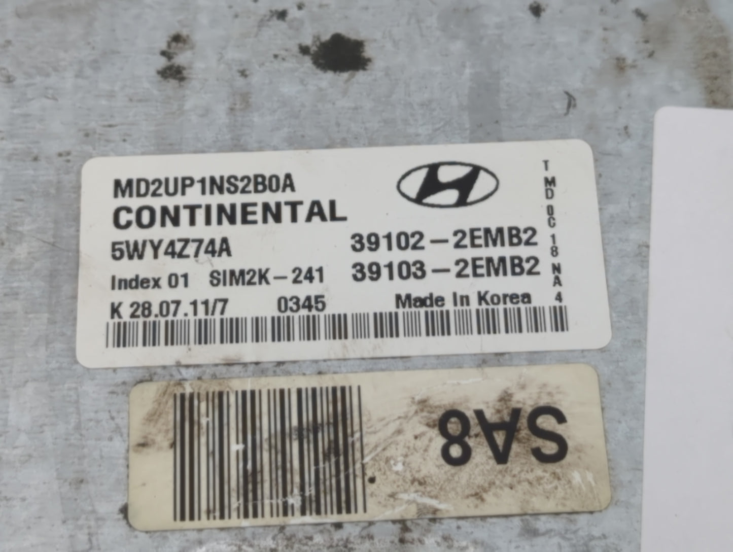 2011-2013 Hyundai Elantra PCM Engine Control Computer ECU ECM PCU OEM P/N:39102-2EMB2 Fits Fits 2011 2012 2013 OEM Used Auto
